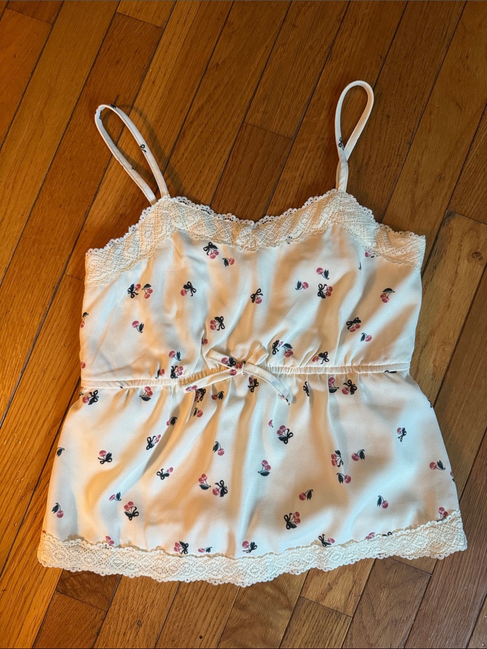 abercrombie kids Cream Floral Lace-Trim Cami